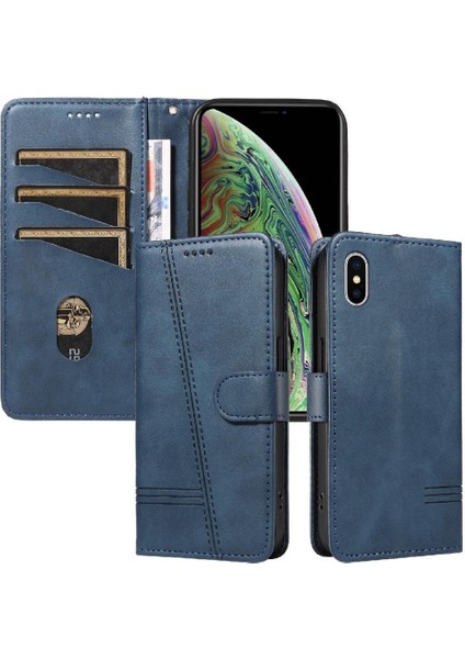 iPhone Xs Max Için Kılıf Manyetik Kapatma Kart Yuvaları ve Destek Standı Darbeye Dayanıklı Pu Deri Kılıf (Yurt Dışından)