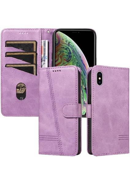 iPhone Xs Max Için Kılıf Manyetik Kapatma Kart Yuvaları ve Destek Standı Darbeye Dayanıklı Pu Deri Kılıf (Yurt Dışından)