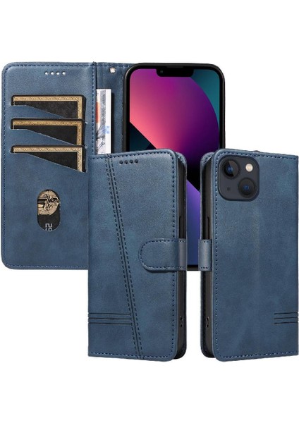 iPhone 14 Plus Için Kılıf Manyetik Kapatma Kart Yuvaları ve Destek Standı Darbeye Dayanıklı Pu Deri Kılıf (Yurt Dışından)