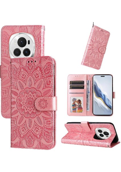Honor Magic 6 Pro Flip Deri Koruyucu Kapak Kart Yuvaları Için Kılıf (Yurt Dışından)