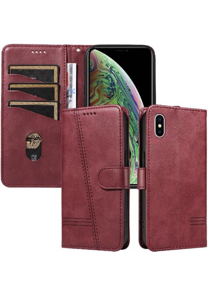 iPhone Xs Max Için Kılıf Manyetik Kapatma Kart Yuvaları ve Destek Standı Darbeye Dayanıklı Pu Deri Kılıf (Yurt Dışından)