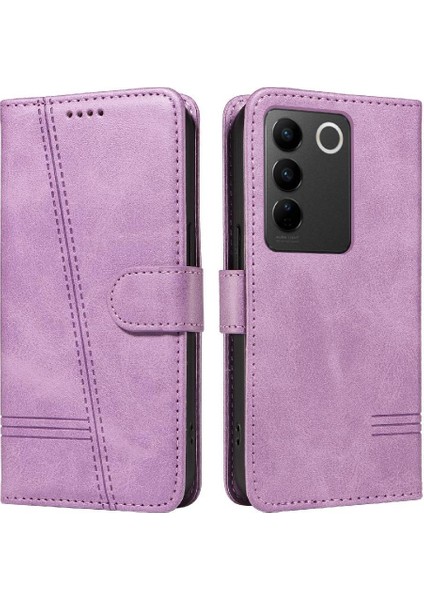 Vıvo V27/V27 Pro Için Kılıf Manyetik Kapatma Kart Yuvaları ve Destek Standı Darbeye Dayanıklı Pu Deri Kılıf (Yurt Dışından)