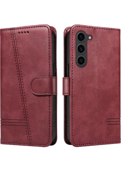 Samsung Galaxy S23 Için Kılıf Manyetik Kapatma Kart Yuvaları ve Destek Standı Darbeye Dayanıklı Pu Deri Kılıf (Yurt Dışından)