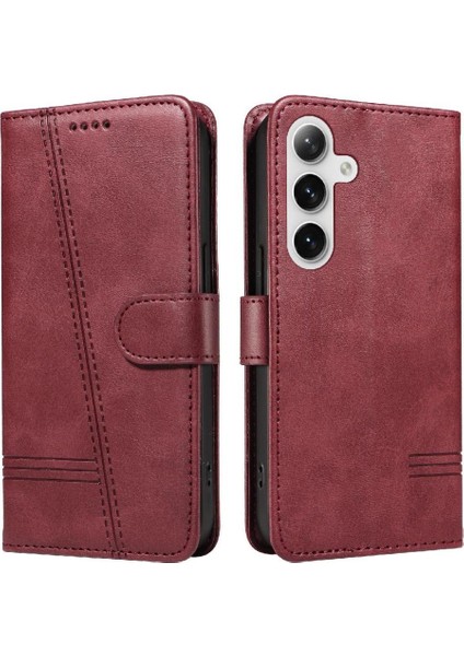 Samsung Galaxy S24 Plus Için Kılıf Manyetik Kapatma Kart Yuvaları ve Destek Standı Darbeye Dayanıklı Pu Deri Kılıf (Yurt Dışından)