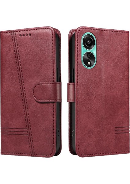 Oppo A78 4g Için Kılıf Manyetik Kapatma Kart Yuvaları ve Destek Standı Darbeye Dayanıklı Pu Deri Kılıf (Yurt Dışından)