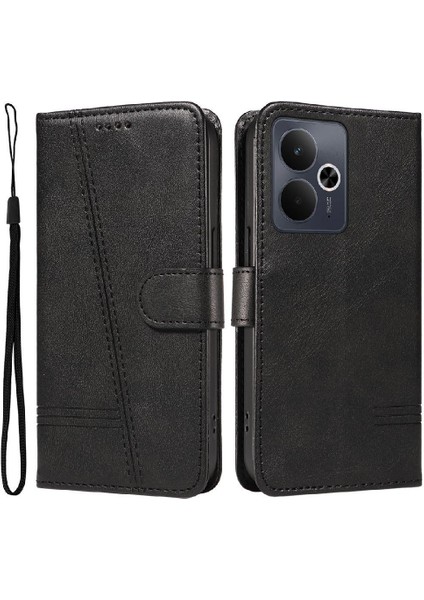 Realme 14 5g Için Kılıf Manyetik Kapatma Kart Yuvaları ve Destek Standı Darbeye Dayanıklı Pu Deri Kılıf (Yurt Dışından)