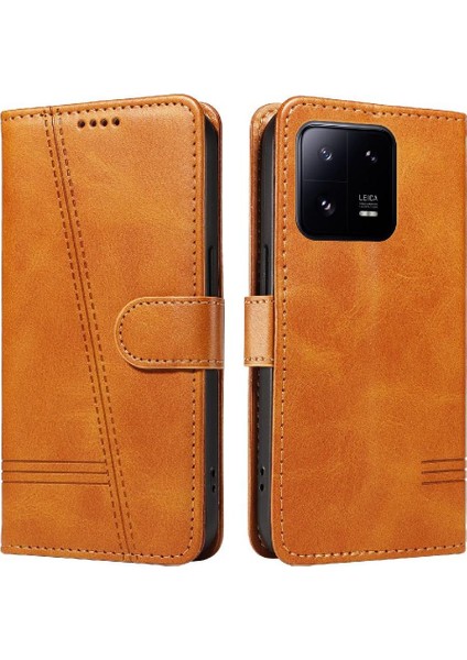 Xiaomi 13 Pro Için Kılıf Manyetik Kapatma Kart Yuvaları ve Destek Standı Darbeye Dayanıklı Pu Deri Kılıf (Yurt Dışından)