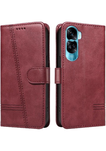 Honor 90 Lite Için Kılıf Manyetik Kapatma Kart Yuvaları ve Destek Standı Darbeye Dayanıklı Pu Deri Kılıf (Yurt Dışından)