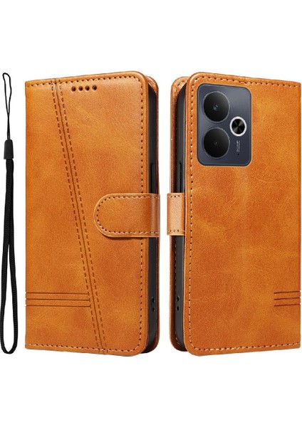 Realme 14 5g Için Kılıf Manyetik Kapatma Kart Yuvaları ve Destek Standı Darbeye Dayanıklı Pu Deri Kılıf (Yurt Dışından)