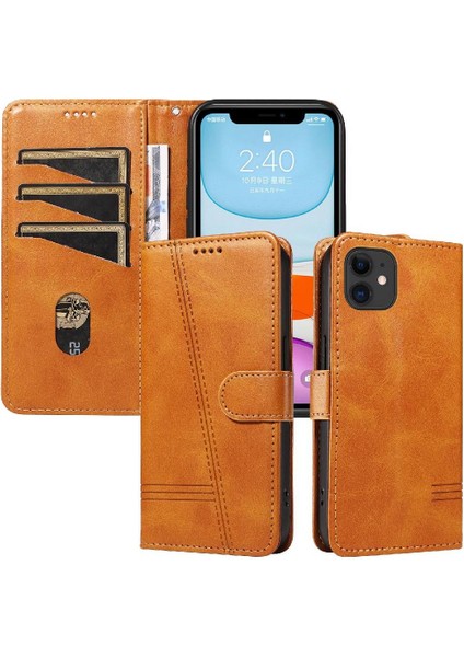 iPhone 11 Için Kılıf Manyetik Kapatma Kart Yuvaları ve Destek Standı Darbeye Dayanıklı Pu Deri Kılıf (Yurt Dışından)