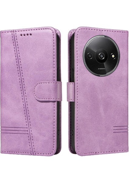 Xiaomi Redmi A3 Için Kılıf Manyetik Kapatma Kart Yuvaları ve Destek Standı Darbeye Dayanıklı Pu Deri Kılıf (Yurt Dışından)