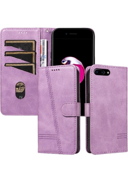 iPhone 7 Plus/8 Plus Için Kılıf Manyetik Kapatma Kart Yuvaları ve Destek Standı Darbeye Dayanıklı Pu Deri Kılıf (Yurt Dışından)