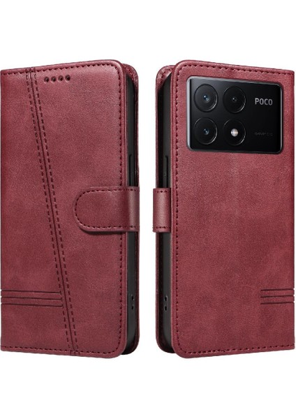 Xiaomi Poco X6 Pro 5g Için Kılıf Manyetik Kapatma Kart Yuvaları ve Destek Standı Darbeye Dayanıklı Pu Deri Kılıf (Yurt Dışından)