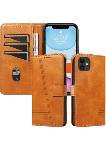 iPhone 12 Mini Için Kılıf Manyetik Kapatma Kart Yuvaları ve Destek Standı Darbeye Dayanıklı Pu Deri Kılıf (Yurt Dışından)