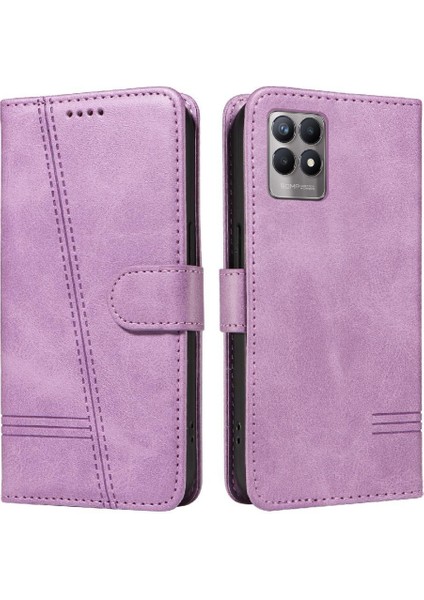 Realme 8i Için Kılıf Manyetik Kapatma Kart Yuvaları ve Destek Standı Darbeye Dayanıklı Pu Deri Kılıf (Yurt Dışından)