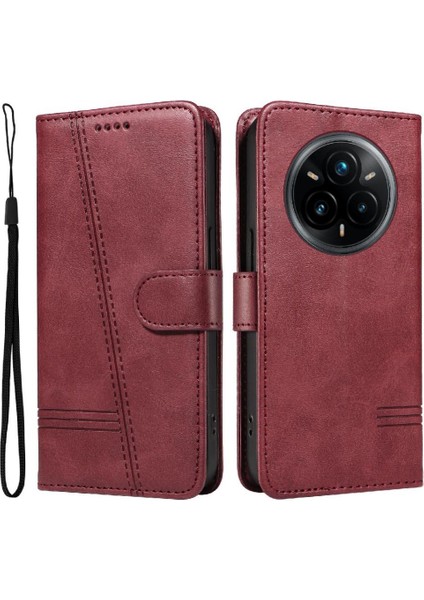 Realme 14 Pro Plus Için Kılıf Manyetik Kapatma Kart Yuvaları ve Destek Standı Darbeye Dayanıklı Pu Deri Kılıf (Yurt Dışından)