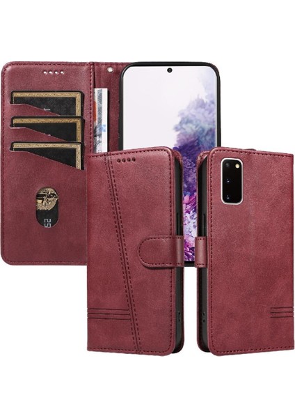 Samsung Galaxy S20 Için Kılıf Manyetik Kapatma Kart Yuvaları ve Destek Standı Darbeye Dayanıklı Pu Deri Kılıf (Yurt Dışından)