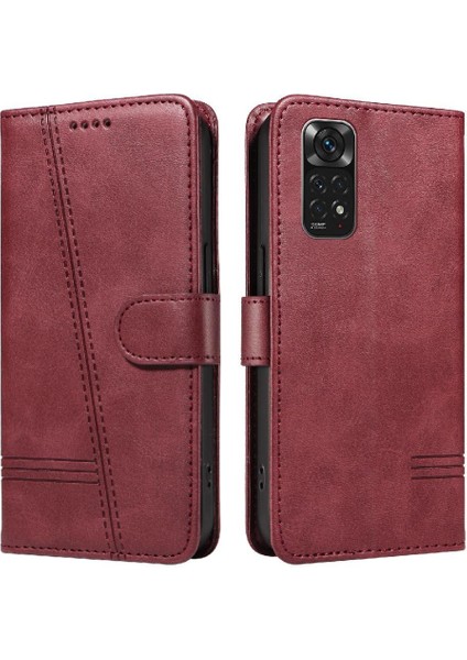 Xiaomi Redmi Note 11 4G/11S Için Kılıf Manyetik Kapatma Kart Yuvaları ve Destek Standı Darbeye Dayanıklı Pu Deri Kılıf (Yurt Dışından)