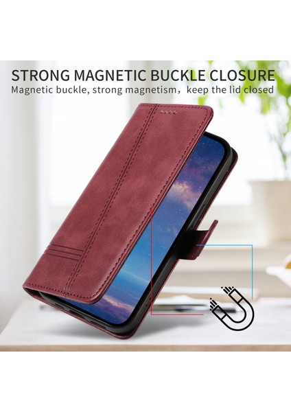 Xiaomi Redmi Note 11 4G/11S Için Kılıf Manyetik Kapatma Kart Yuvaları ve Destek Standı Darbeye Dayanıklı Pu Deri Kılıf (Yurt Dışından)