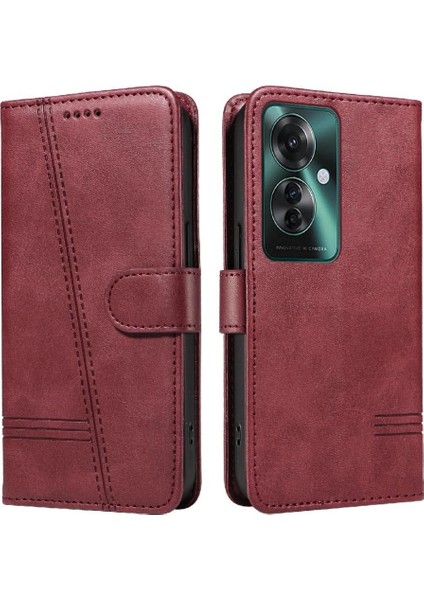 Oppo Reno 11F 5g Için Kılıf Manyetik Kapatma Kart Yuvaları ve Destek Standı Darbeye Dayanıklı Pu Deri Kılıf (Yurt Dışından)