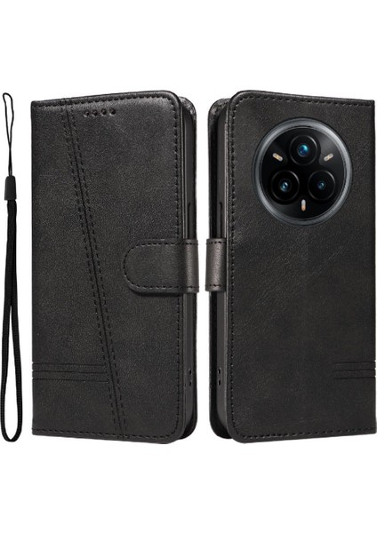 Realme 14 Pro Plus Için Kılıf Manyetik Kapatma Kart Yuvaları ve Destek Standı Darbeye Dayanıklı Pu Deri Kılıf (Yurt Dışından)