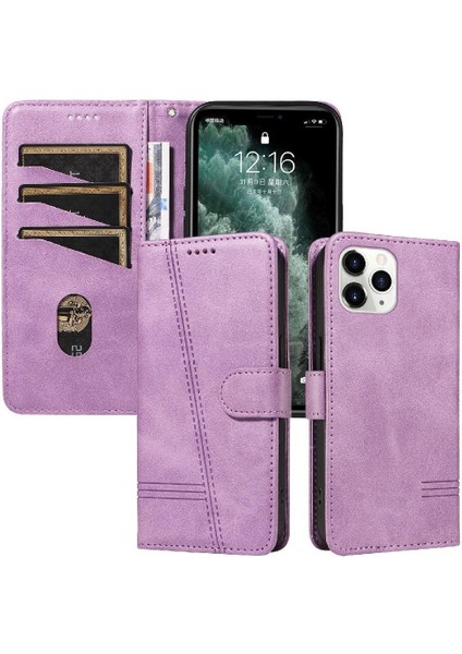 iPhone 11 Pro Max Için Kılıf Manyetik Kapatma Kart Yuvaları ve Destek Standı Darbeye Dayanıklı Pu Deri Kılıf (Yurt Dışından)