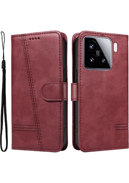 Xiaomi 15 Için Kılıf Manyetik Kapatma Kart Yuvaları ve Destek Standı Darbeye Dayanıklı Pu Deri Kılıf (Yurt Dışından)