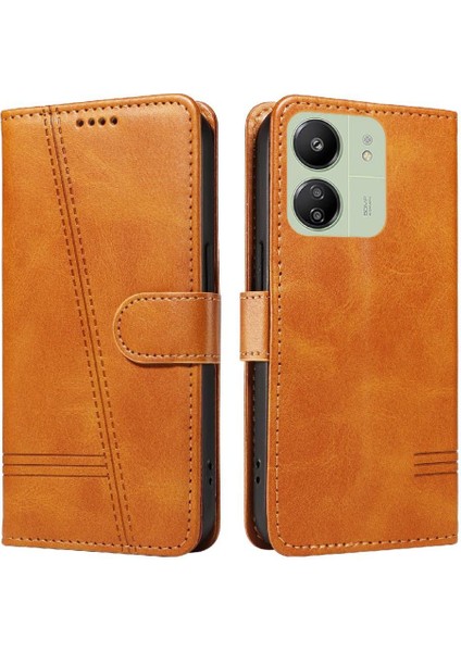 Xiaomi Redmi 13C 4g Için Kılıf Manyetik Kapatma Kart Yuvaları ve Destek Standı Darbeye Dayanıklı Pu Deri Kılıf (Yurt Dışından)