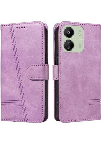 Xiaomi Redmi 13C 4g Için Kılıf Manyetik Kapatma Kart Yuvaları ve Destek Standı Darbeye Dayanıklı Pu Deri Kılıf (Yurt Dışından)
