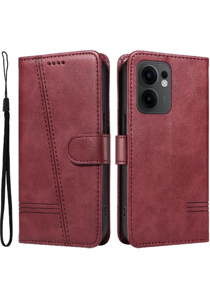 Oppo Reno 13F Için Kılıf Manyetik Kapatma Kart Yuvaları ve Destek Standı Darbeye Dayanıklı Pu Deri Kılıf (Yurt Dışından)