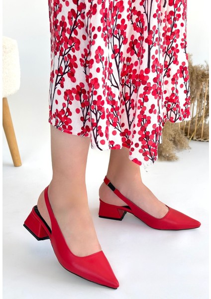 Kırmızı Cilt Topuklu Ayakkabı