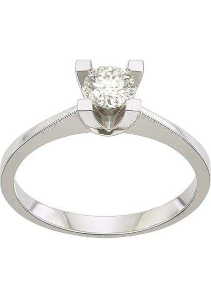 Jtr Sertifikalı 14 Ayar Beyaz Altın Tektaş Yüzük – 0.68 Ct Doğal Pırlanta