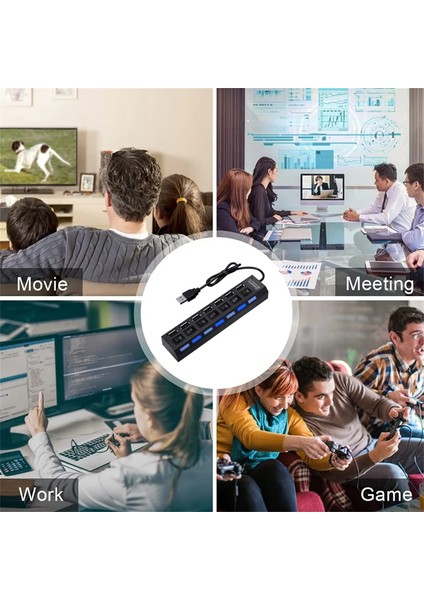 7 Port USB Çoğaltıcı Bağlantı Noktalı USB 2.0 Hub USB Hub 2.0 Çoklu USB Ayırıcı Hub On/off Çoklu USB Splitter Çoklayıcı fırsatları