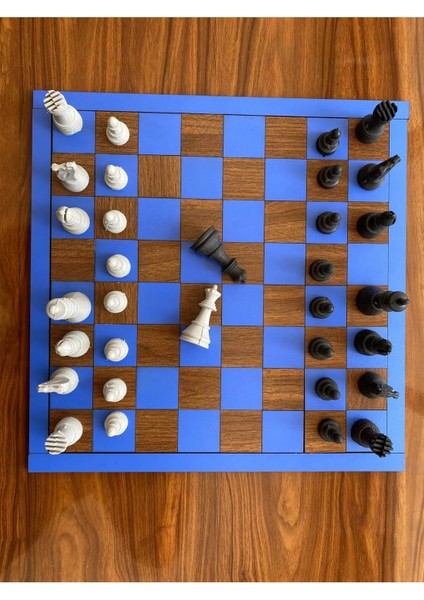 40 x 40 Ahsap Modern Tasarım Renkli Satranç