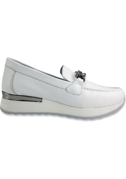 3075 Hakiki Deri Günlük Kadın Ayakkabı-Beyaz modelleri
