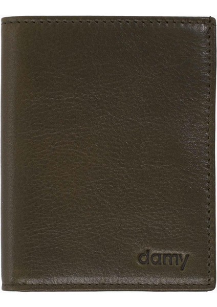 Hakiki Deri Dikey Erkek Cüzdan – Kredi Kartlık, Kağıt Para Bölmeli Cüzdan 216 - Haki