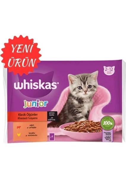Junior Yavru Klasik Öğünler Sığırlı Tavuklu 4X85 gr (13 Adet)