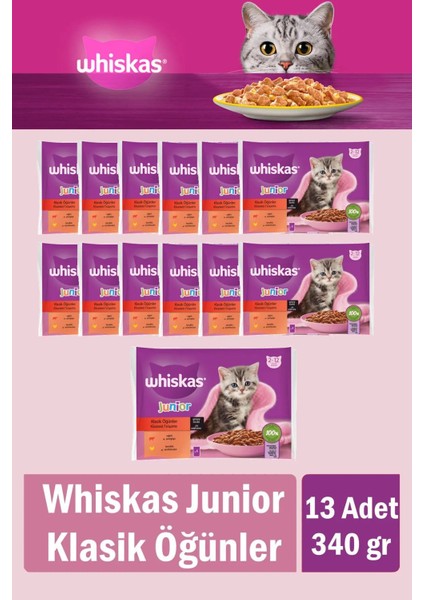 Junior Yavru Klasik Öğünler Sığırlı Tavuklu 4X85 gr (13 Adet)