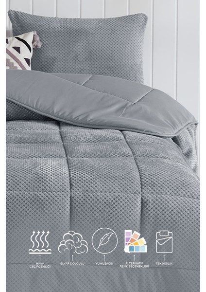 Luis Comfort Set Tek Kişilik (155X215 Cm) Gri