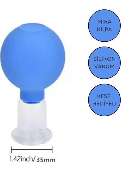 Mika Silikon Vakumlu Yüz ve Boyun Masaj Kupası No:3 Mavi