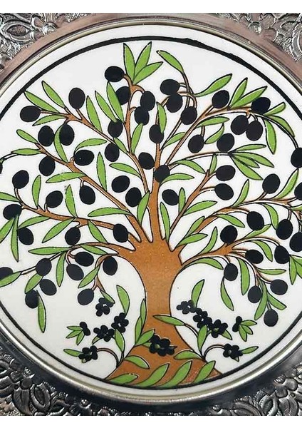 Zeytin Ağacı Desenli Gümüş Tabak fiyatları