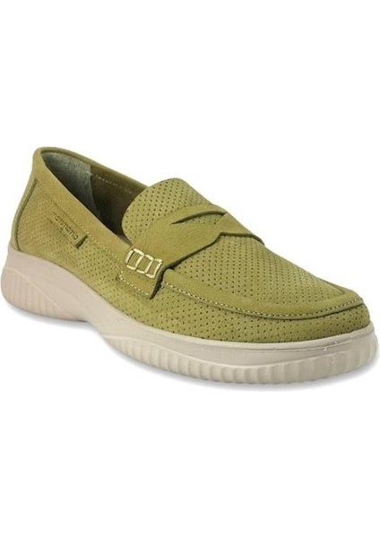 3870 Hakiki Deri Günlük Kadın Ayakkabı-Yeşil