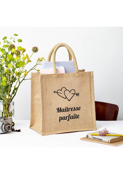 Baskılı Kişiselleştirilmiş Jüt Çanta | Kişiye Özel Tasarım, Doğal Kumaş | Küçük Boy