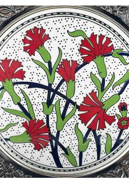 Öğretmene Hediye Karanfil Motifli Gümüş Tabak 25CM fiyatları