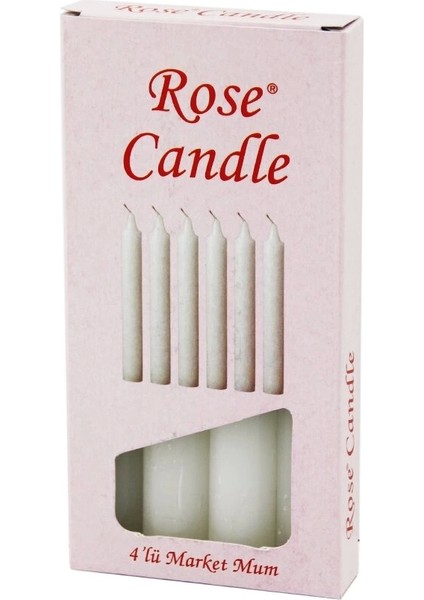 4pcs - Kalın Çap=2cm - UZUNLUK=15CM Beyaz Klasik Market Mum (5047)