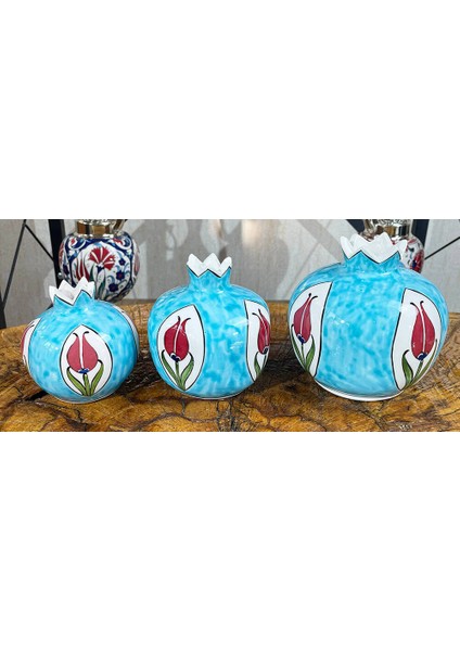 Turkuaz Zemin Lale Motif Nar Takımı fiyatları