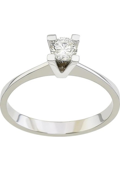 Jtr Sertifikalı 14 Ayar Beyaz Altın Tektaş Pırlanta Yüzük – 3.53 gr | 0.29 Ct Doğal Elmas