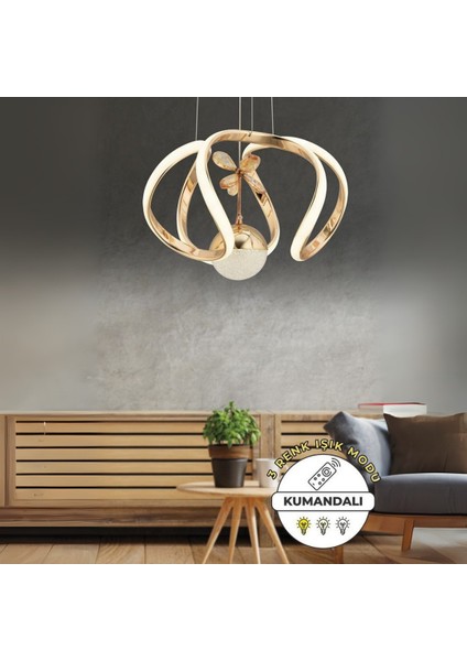 Milos Kumandalı 3 renk Dimmerli LED Sarkıt Avize – Modern Tek Top