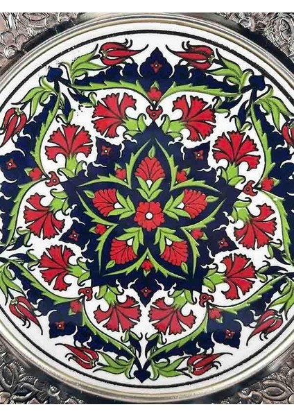 Karanfil Motifli Gümüş Tabak 25CM fiyatları
