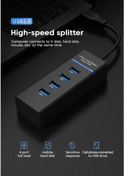 4 Port USB 3.0 Hub USB Hub Yüksek Hızlı USB Splitter Adaptörü 5gbps Için Pc Bilgisayar Multiport Hub USB Çoklayıcı Çoğaltıcı